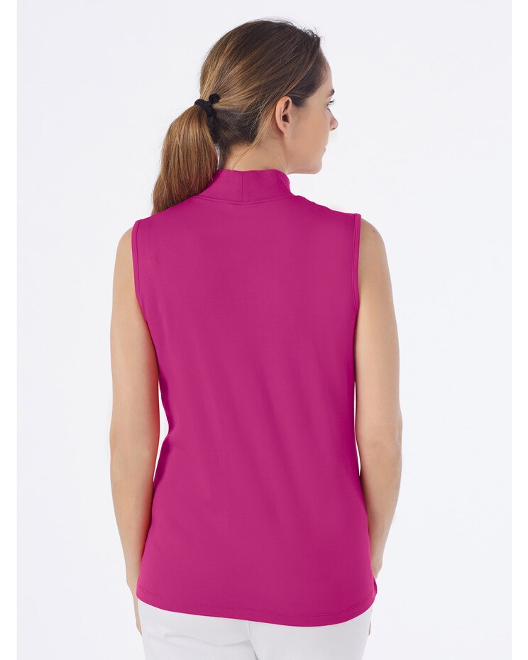 Essential Cotton Knit Sleeveless Mockneck Top image number 2