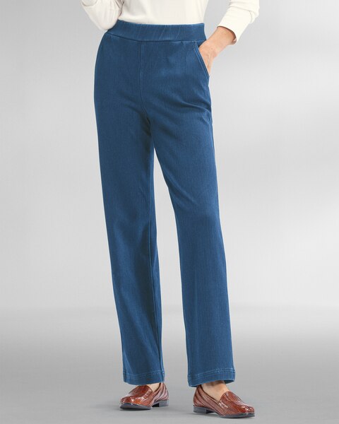 Classic Knit Denim Straight Leg Pants