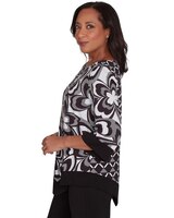 Alfred Dunner® Runway Ready Floral Geometric Top with a Contrast Trim with a Detachable Necklace thumbnail number 4