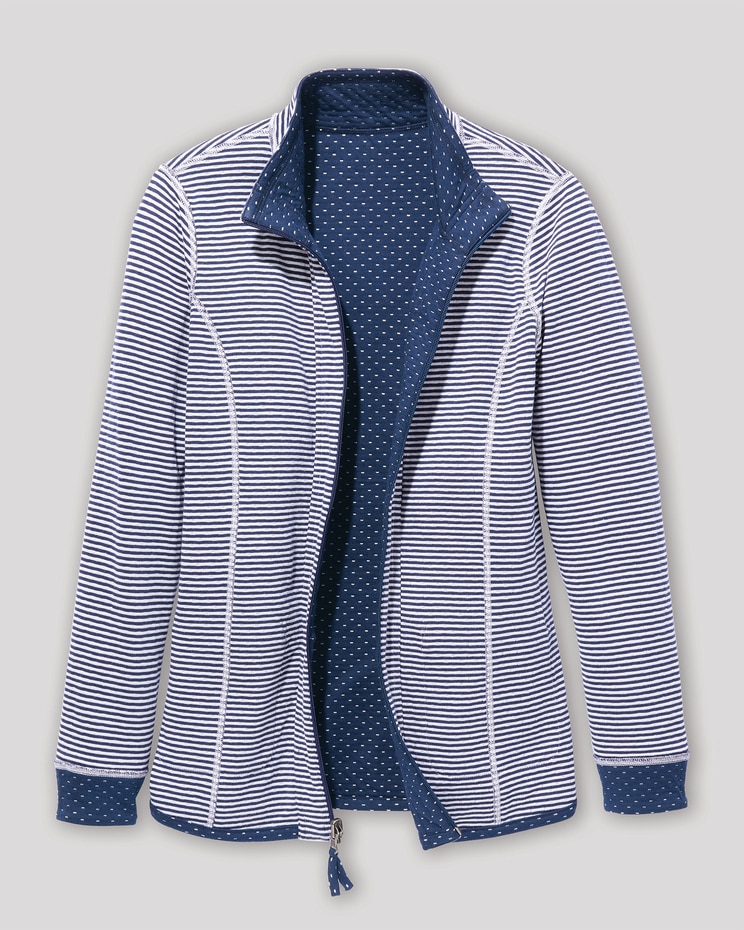 Reversible Stripe & Dot Knit Zip Jacket image number 4