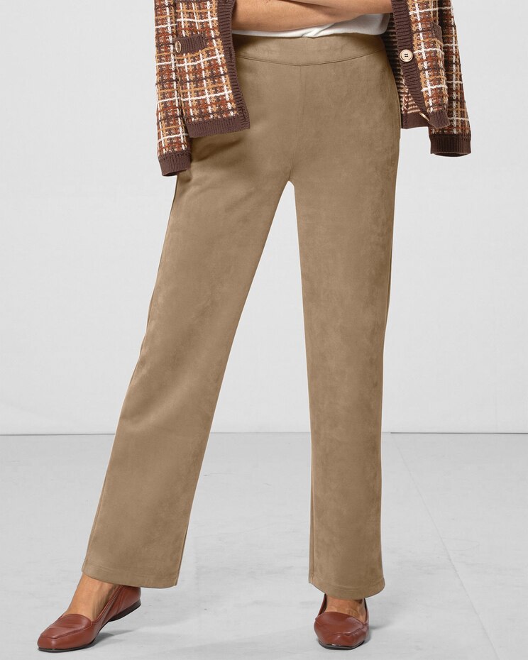 Microsuede Straight-Leg Pants image number 1