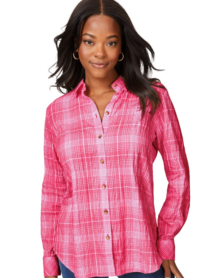 Foxcroft Rhea Long Sleeve Plaid Perfection Shirt image number 1