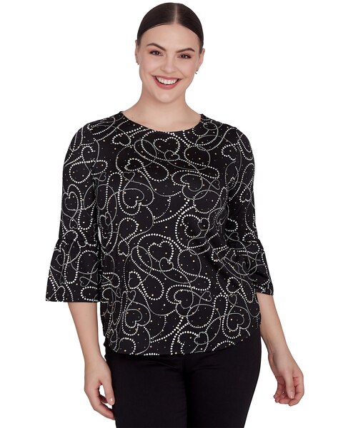 Ruby Rd® Berry Glam Knit Hearts Dew Top