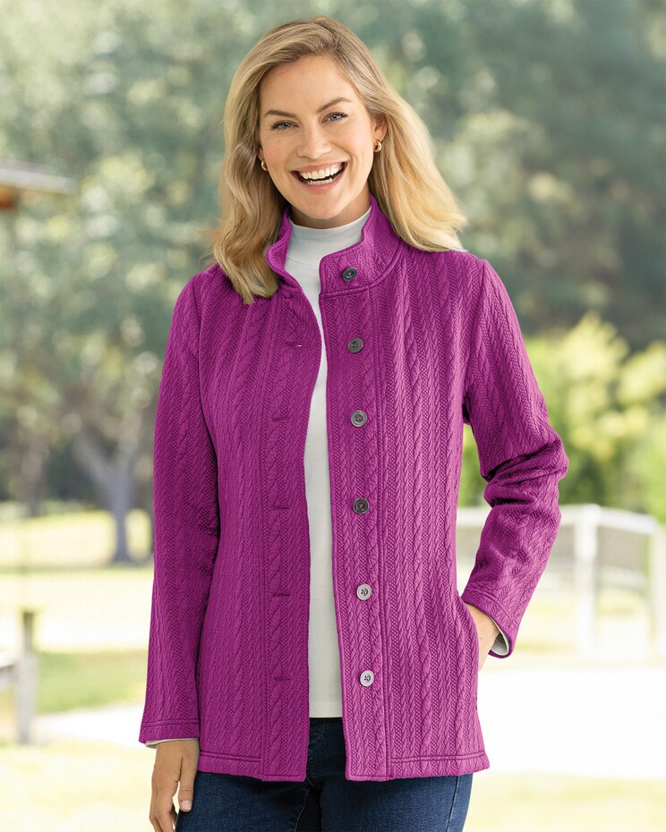 Cabled Knit Jacket image number 1