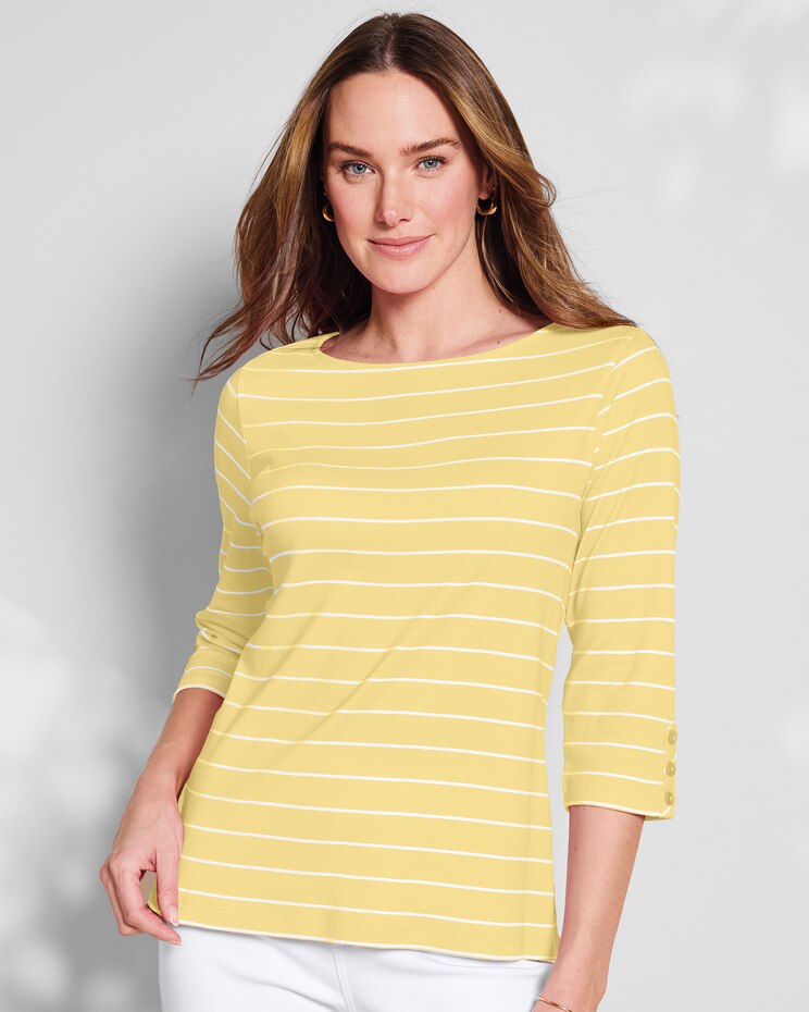 Coastal Cotton Striped Bateau-Neck Tee image number 1