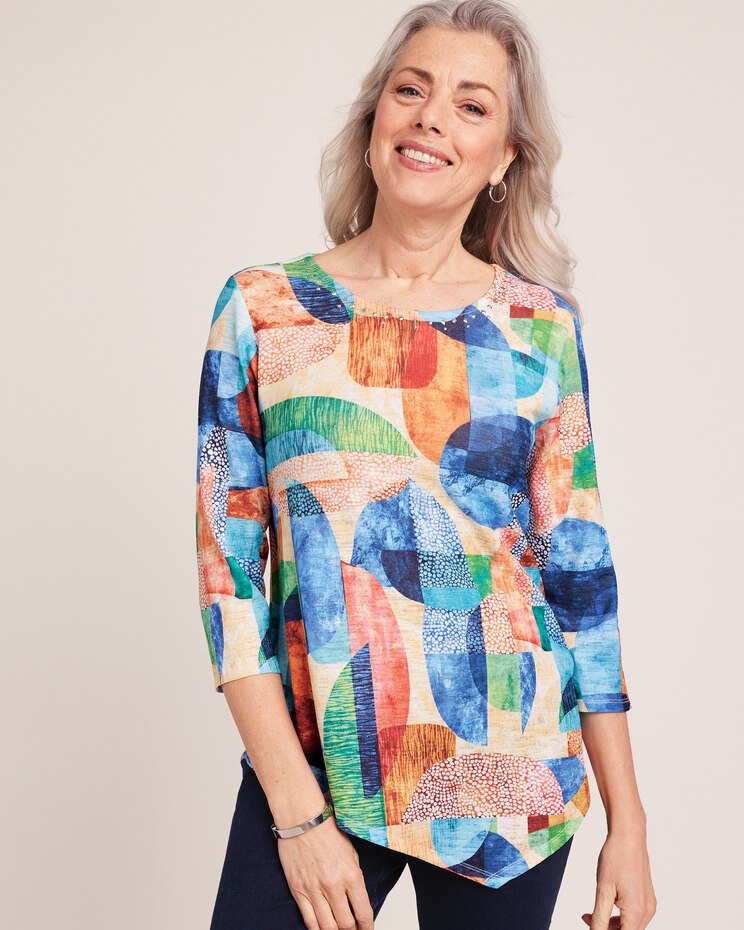 Alfred Dunner® Moody Blues Geometric Stained Glass Top image number 1