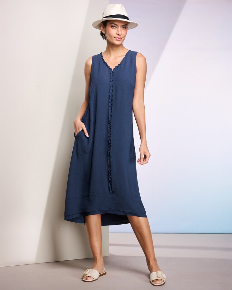 Washed Crepe Ruffle Dress image number 1