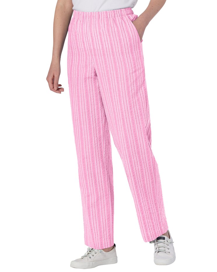 Seersucker Stripe Elastic-Waist Pants image number 1