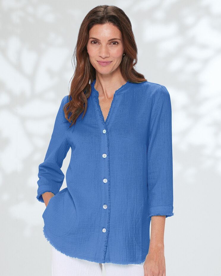 Nantucket Cotton Fringed Button-Front Tunic image number 1