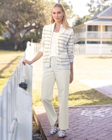 Bayside Cotton Striped Patch-Pocket Zip Cardigan thumbnail number 2