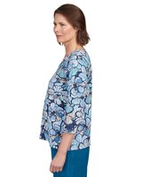 Alfred Dunner® Stripe Floral Beaded Split Neck Top thumbnail number 4