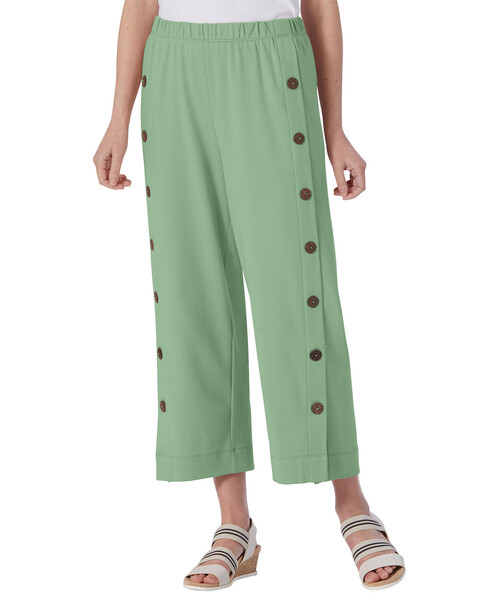 Sahara Side-Button Cotton-Knit Cropped Pants