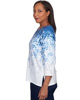 Alfred Dunner® Lavender Fields Cascading Leaves Split Neck Top thumbnail number 4