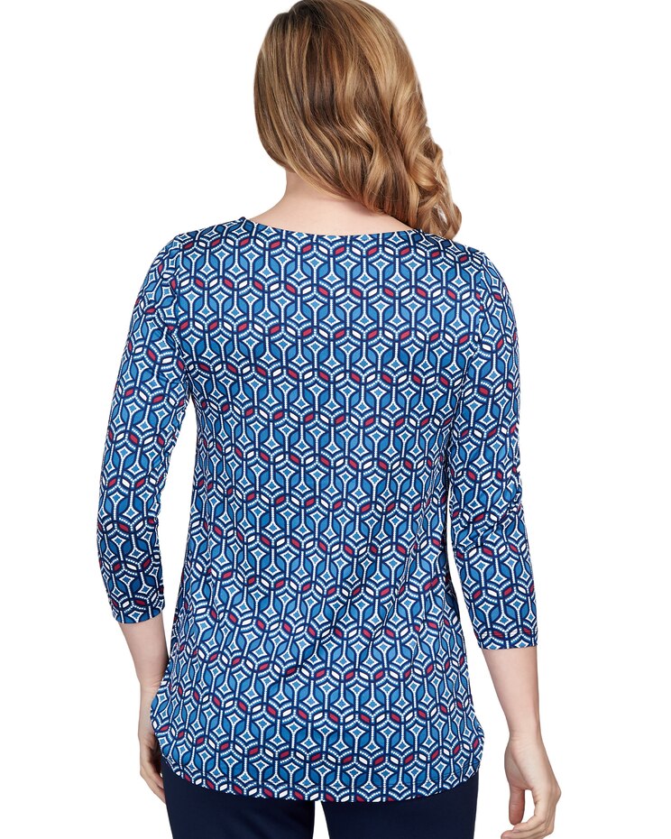 Ruby Rd® Geometric Puff Print Twisted Top image number 2