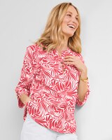 Captiva Y-Neck Stenciled Palms Popover  thumbnail number 1