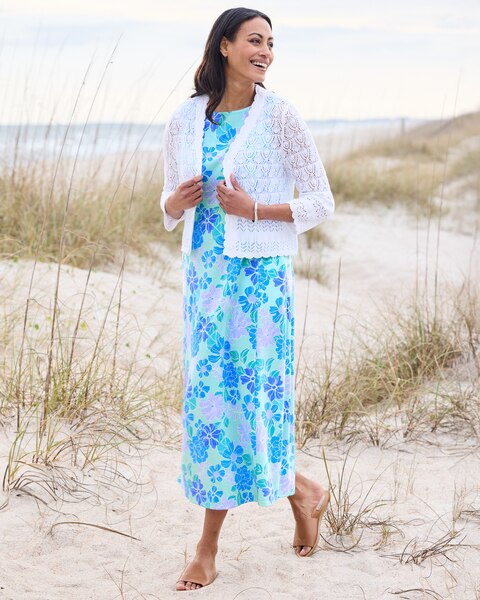 Boardwalk Knit Floral Print Sleeveless Dress 