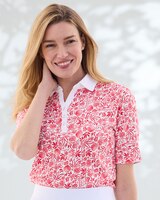 Essential Cotton Shell-Print Elbow-Sleeve Polo thumbnail number 2