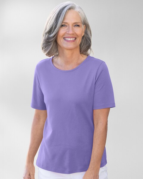 Coastal Cotton Short-Sleeve Jewelneck Tee