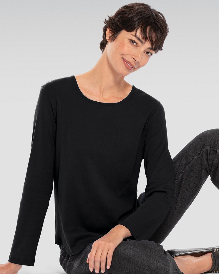 Coastal Cotton Long-Sleeve Solid Scoopneck Tee image number 1