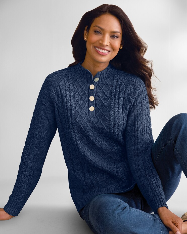 Bayside Cotton Cable Henley Sweater image number 1