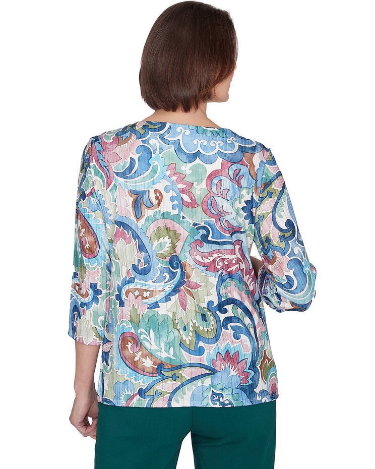 Alfred Dunner® Classics Scroll Multi Colored Patterned Top image number 2