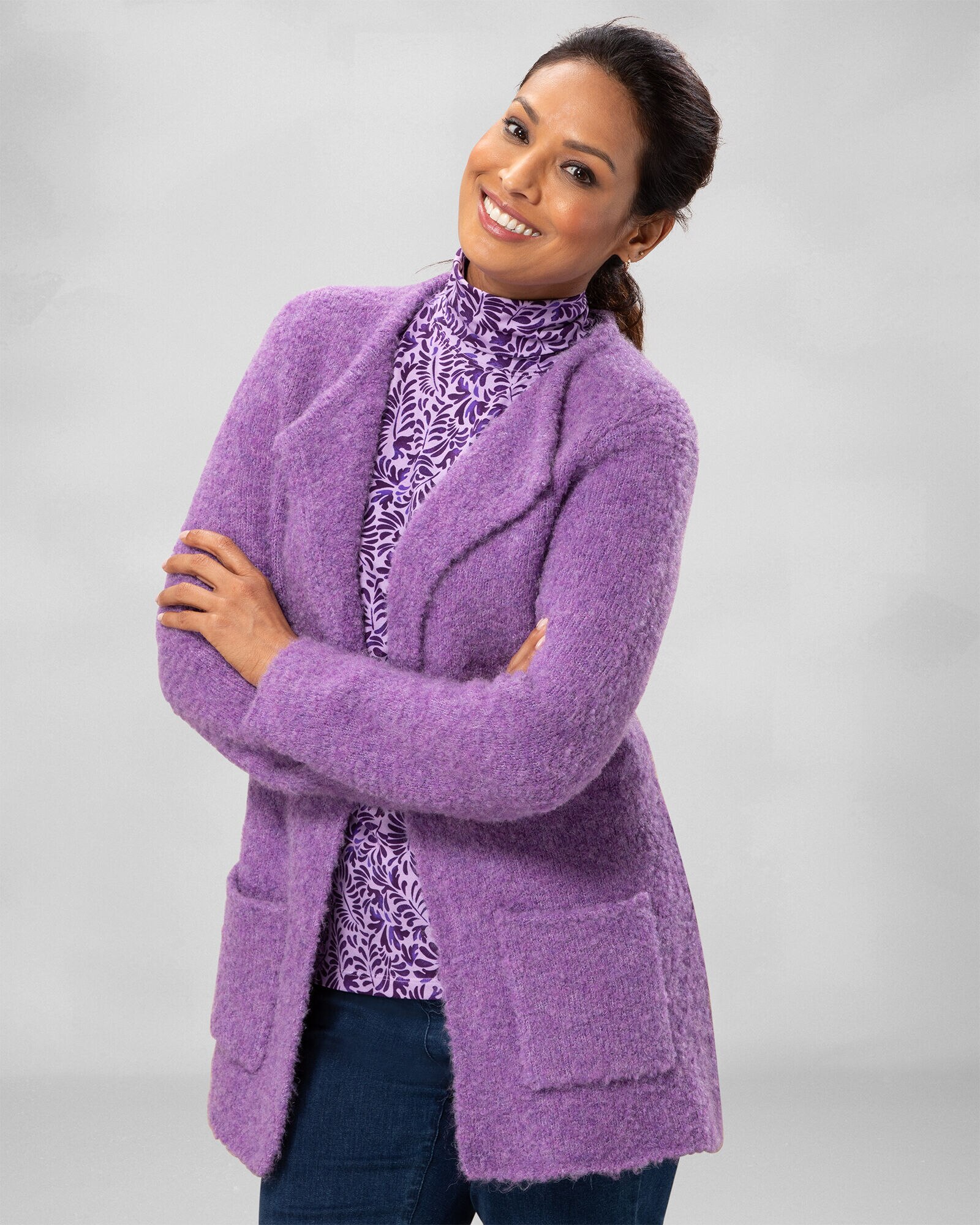 Luxe Boucle Open Cardigan