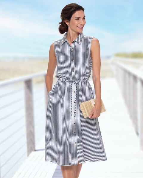 Seersucker Stripe Shirt Dress