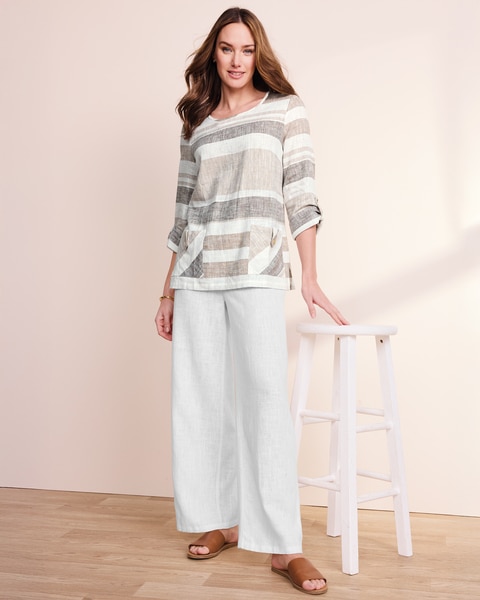 Sunrise Stripe Button-Pocket Popover