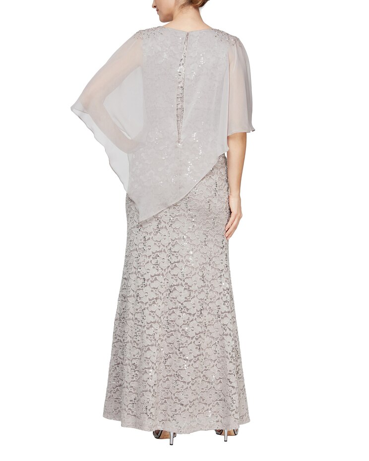 Beaded Shoulder Attached Cape Dress image number 3