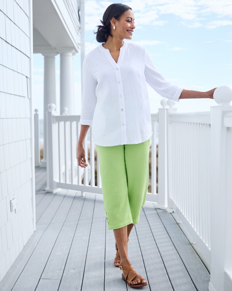 Nantucket Cotton Fringed Button-Front Tunic image number 2