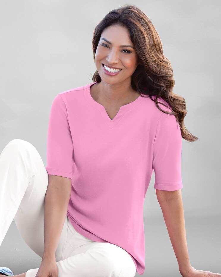 Coastal Cotton Elbow-Sleeve Notch-Neck image number 1