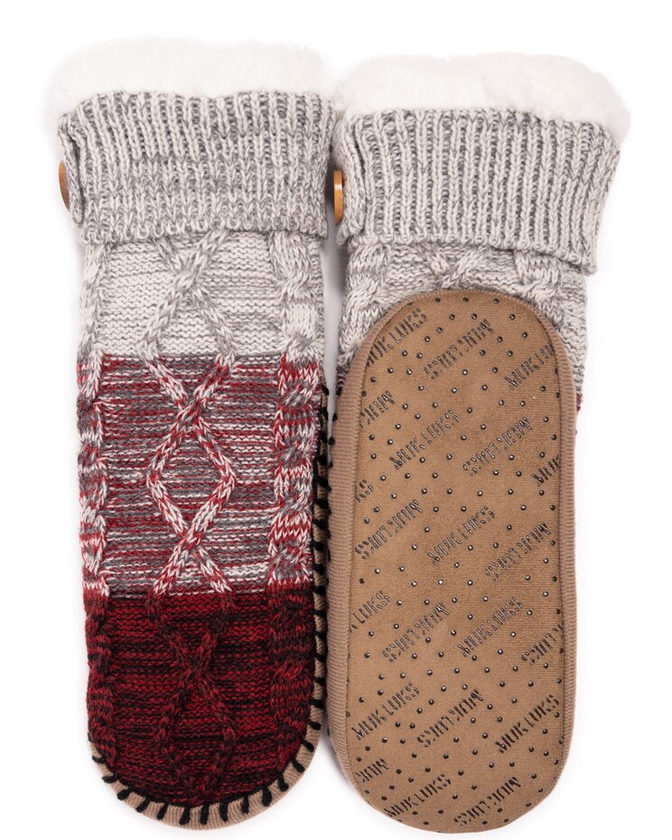 MUK LUKS® Women's Short Cable Slipper Sox 1Pr Pack Socks image number 1
