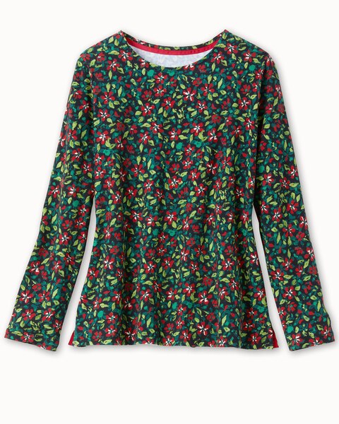 Essential Cotton Christmas Flower Jewelneck Tee