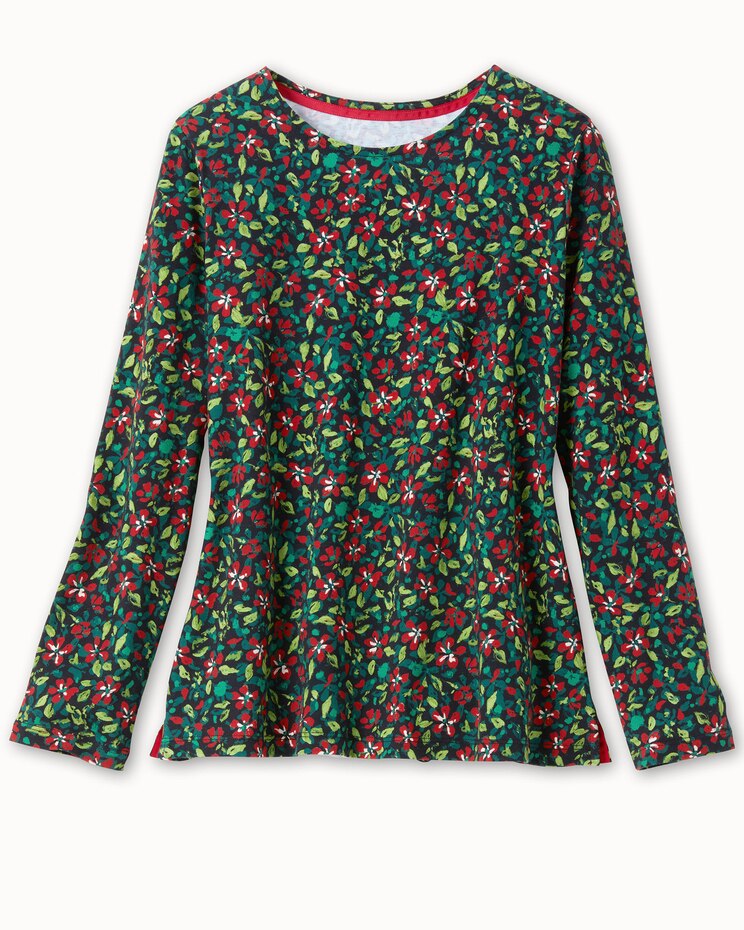 Essential Cotton Christmas Flower Jewelneck Tee image number 1