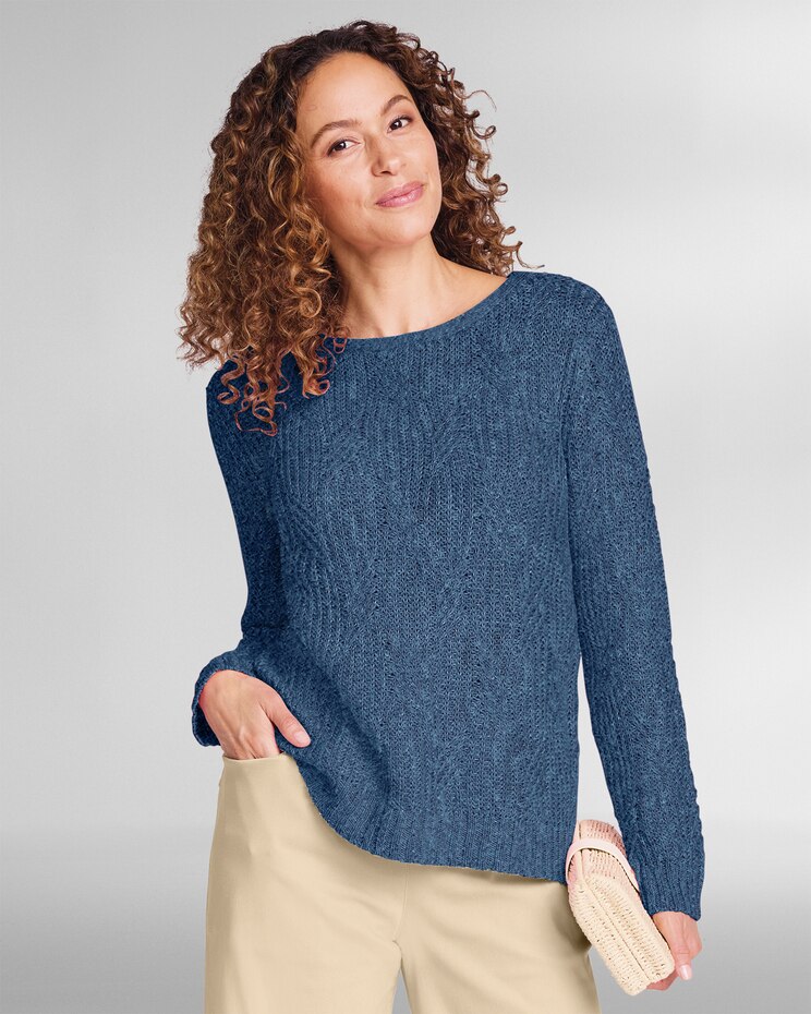 Linen/Cotton Textured Pullover image number 1