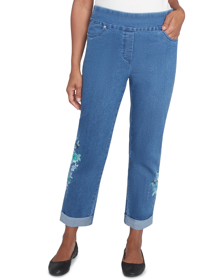 Alfred Dunner® Lake Victoria Ankle Embroidered Floral Denim Pant image number 1