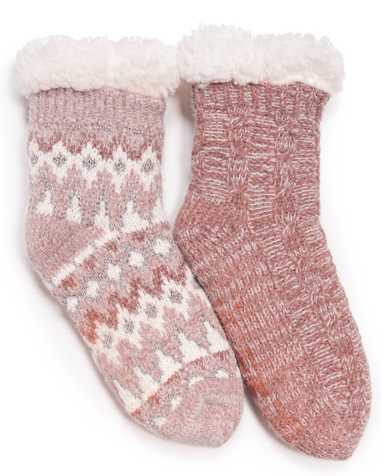 MUK LUKS® Women's Chenille Eyelash Mix Cabin Socks 2Pr Pack Socks image number 1