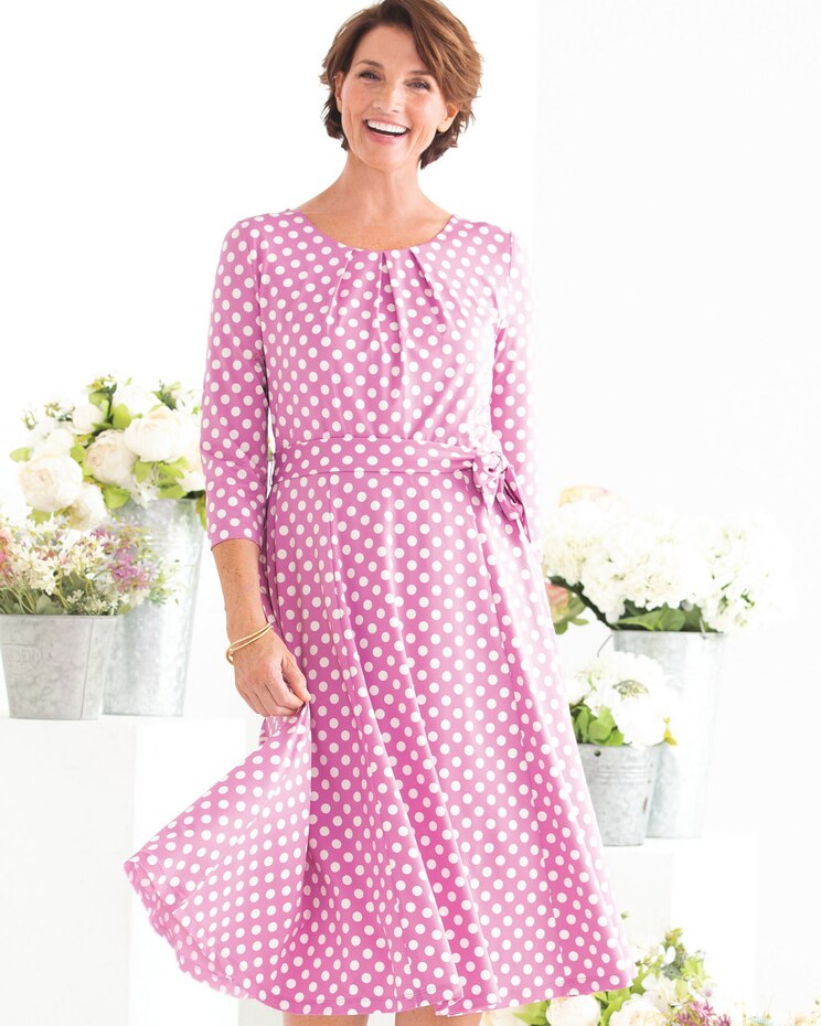 Dot-Print Knit Dress image number 1