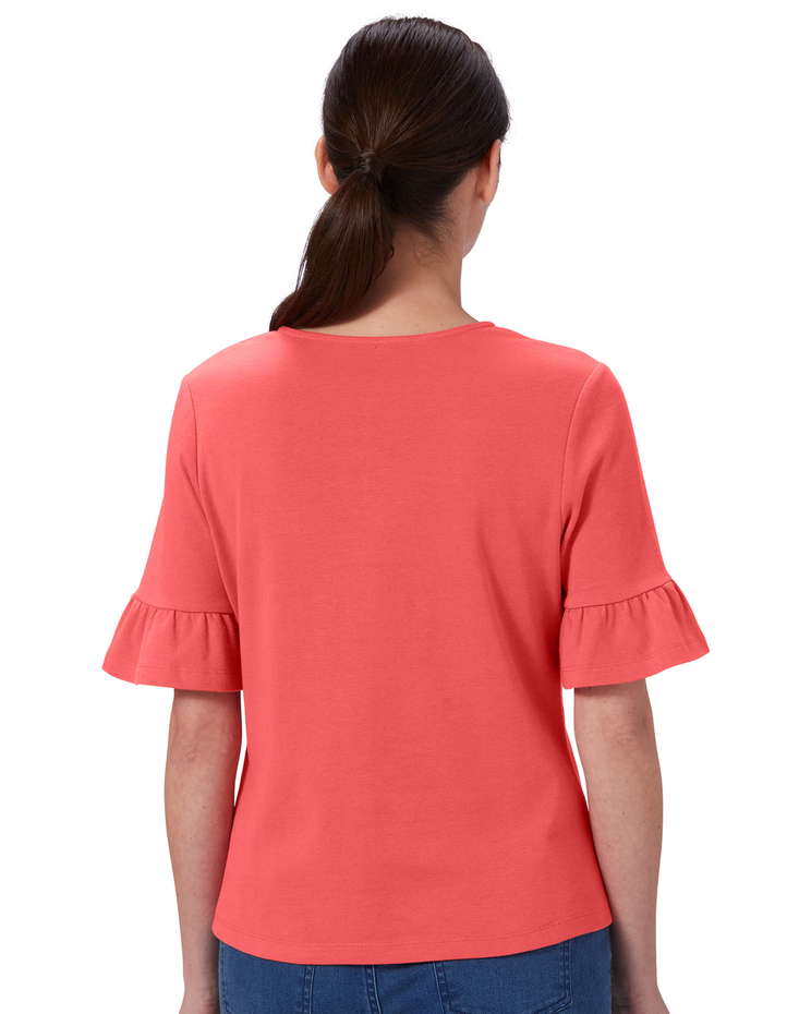 Essential Cotton Ruffle Sleeve Henley image number 2