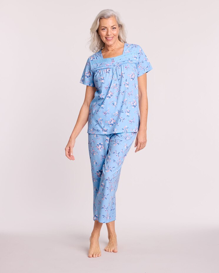 Pintuck and Lace Capri Pajamas image number 1