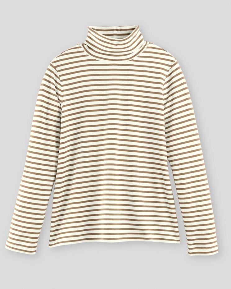 Essential Cotton Striped Turtleneck image number 1