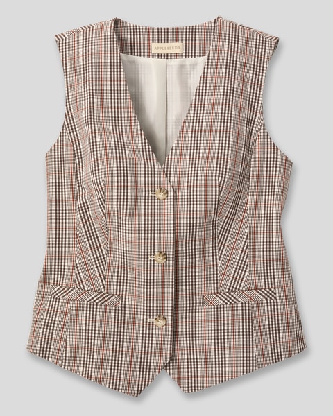Washable Gabardine Mini Plaid Vest