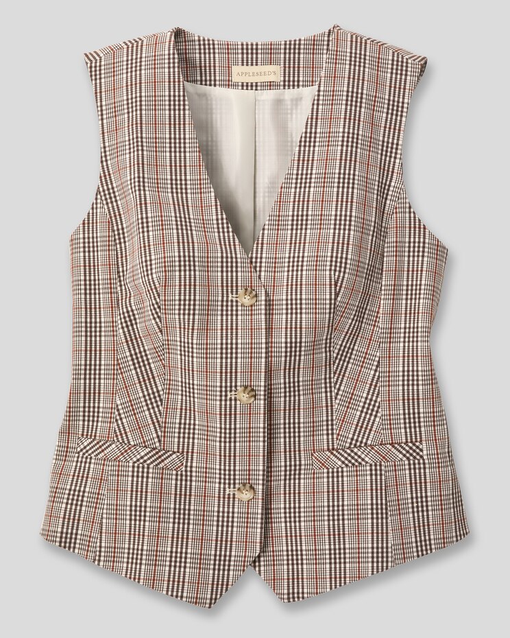 Washable Gabardine Mini Plaid Vest image number 2