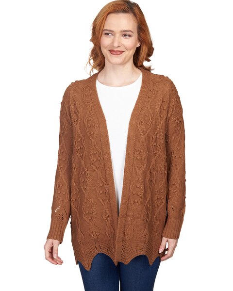 Ruby Rd® Solid Textured Zigzag Hem Open Cardigan