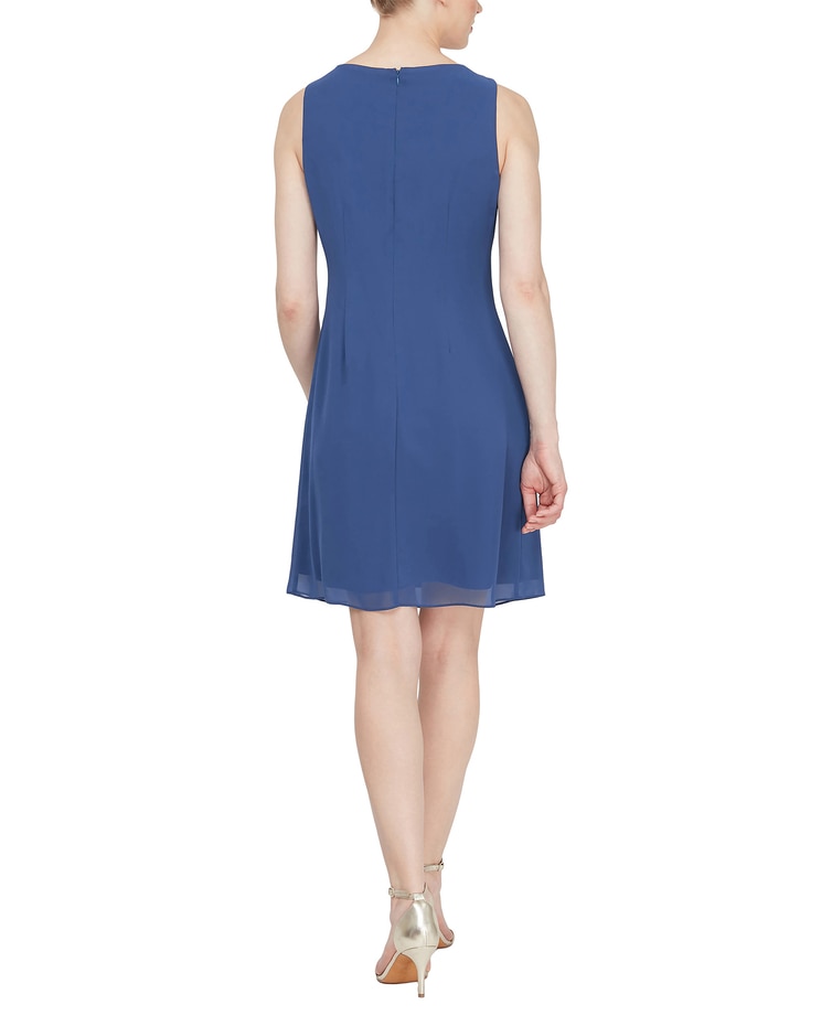 S.L. Fashions Embroidered Soutache Dress with Sheer Yoke image number 2