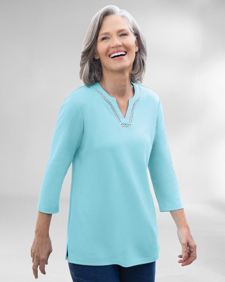 Lace-Edged Notch-Neck Tunic image number 1