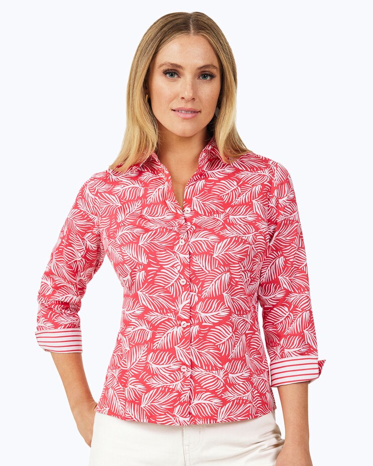 Lucie 3/4 Sleeve Beach Leaves Blouse image number 1