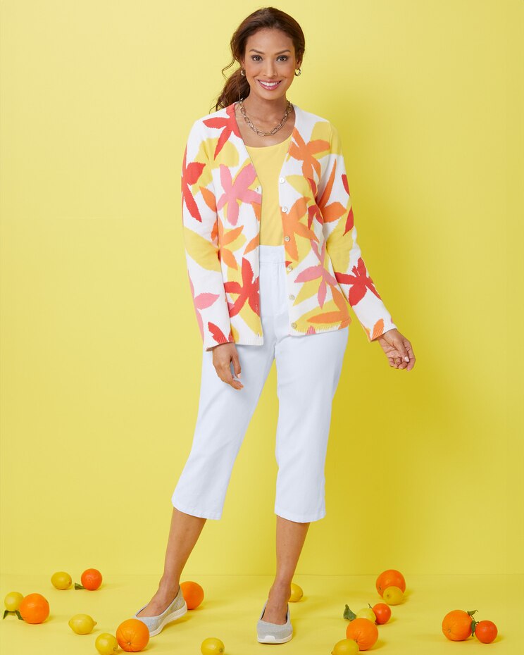 Tossed Floral Cotton Print Cardigan image number 2