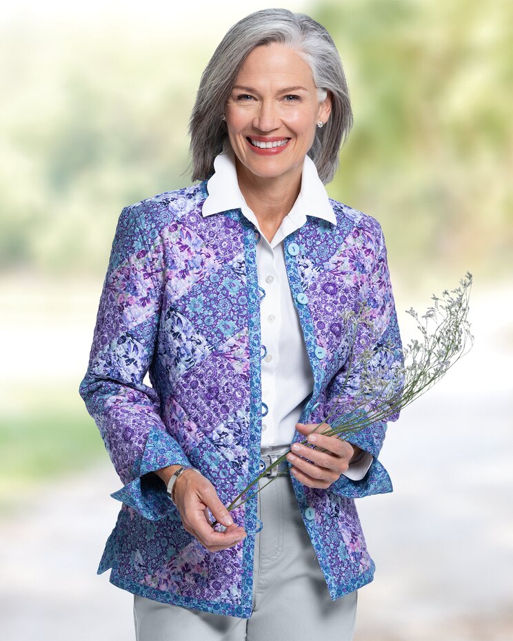 Floral Patchwork Reversible Quilted Jacket image number 1