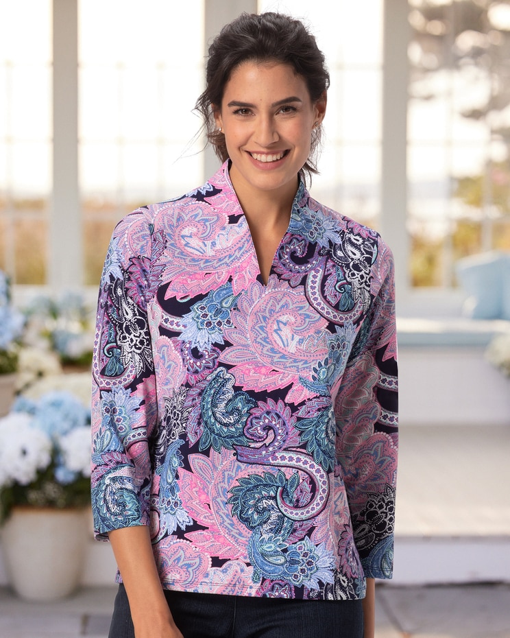 Paisley Narrow V-Neck Tee image number 1